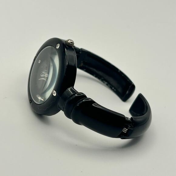 Geneva Black Tone Stainless Steel Cuff Watch Working New Battery - Picture 5 of 7